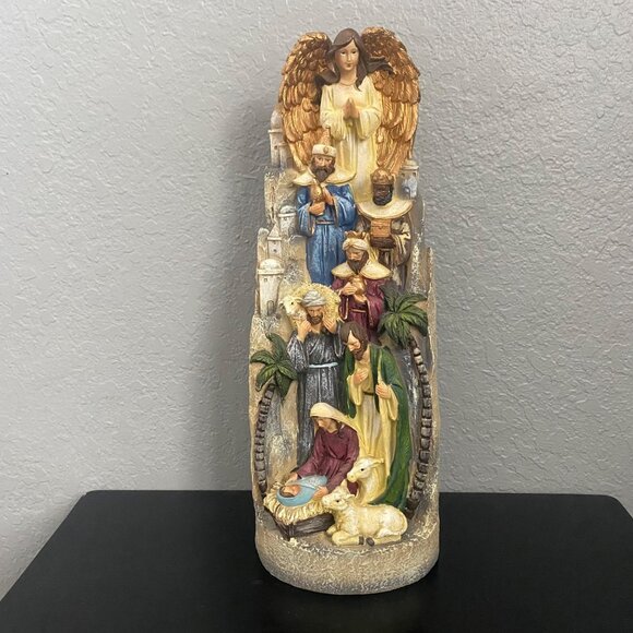 Kirkland Signature Other - Nativity Scene Figurine With Angel & Wise Men Polyresin Hand-Painted